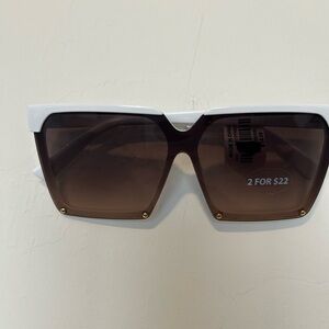 Buckle White and Brown Sunglasses